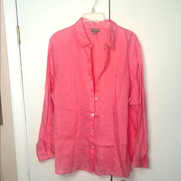 J Jill 100% Linen Button Down Shirt 703923 Size Large